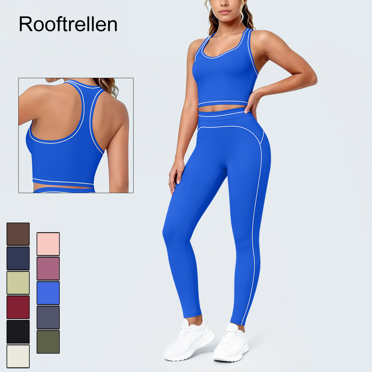 Pilates Yoga Leggings - ชุดโยคะออกกำลังกายสำหรับผู้หญิงในฤดูร้อน กางเกงโยคะยกสะโพก ระบายอากาศได้ดี เสื้อกล้ามทรงตัวไอโชว์หลังสวยงามพร้อมแผ่นรองหน้าอก