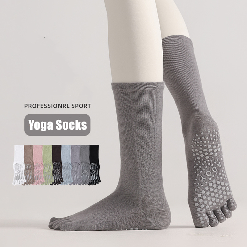 Yoga Pilates Yoga - ถุงเท้าโยคะผู้หญิง 1 คู่ สีลูกกวาด ผ้าฝ้าย ซิลิโคนกันลื่น
