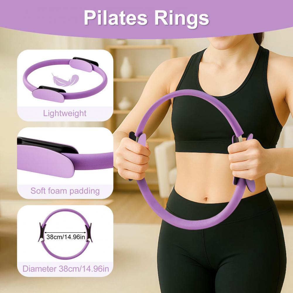 Pilates Yoga Home Workout - ผู้หญิงโยคะฟิตเนสแหวนวงกลมพิลาทิสผู้หญิงสาวออกกําลังกายบ้านความต้านทานความยืดหยุ่นโยคะออกกําลังกายพิลาทิสแหวนวงกลม ﻿