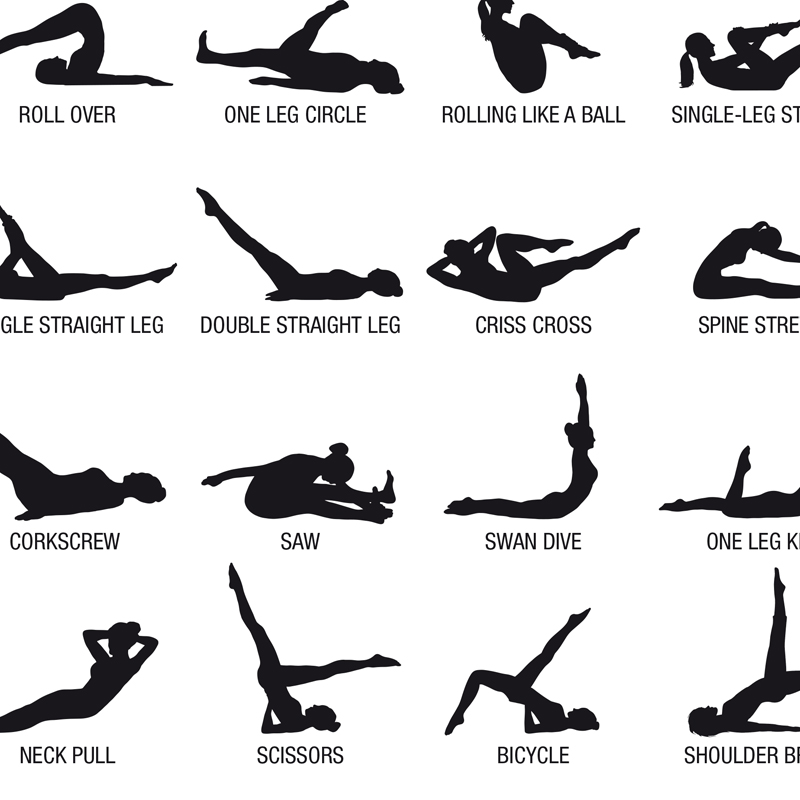 โปสเตอร์แผนภาพการออกกำลังกายพิ - Yoga Pilates Yoga บทวิจารณ์และราคา